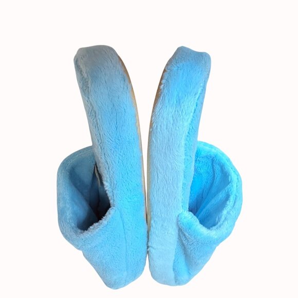 Disney Tinker Bell Slippers Blue Plush Womens Size L Cozy Fleece Indoor Footwear - Picture 4 of 10